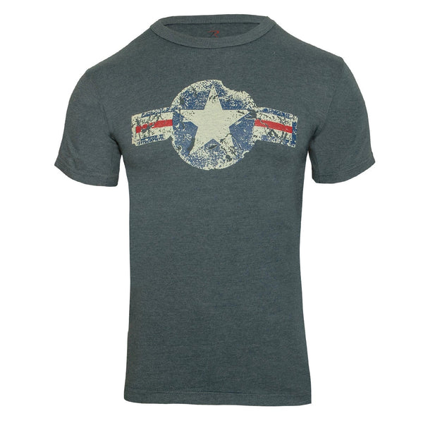 Blue t-shirt with a star graphic on a white background