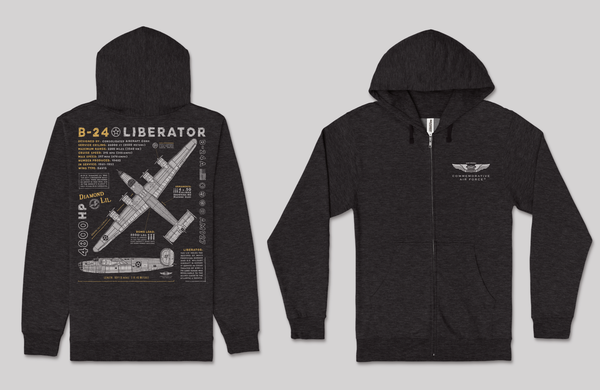 B-24 Liberator "Diamond Lil" Blueprint Zip Hoodie