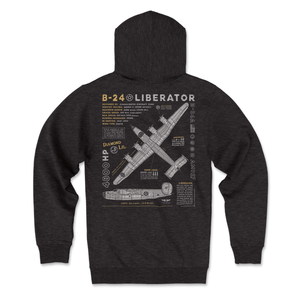 B-24 Liberator "Diamond Lil" Blueprint Zip Hoodie
