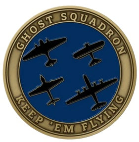 Back side of the Challenge Coin reads Ghost Squadron.  Keep 'em Flying.