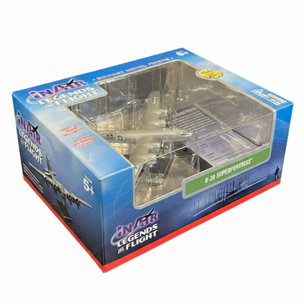 Model B-29 airplane in a transparent box.