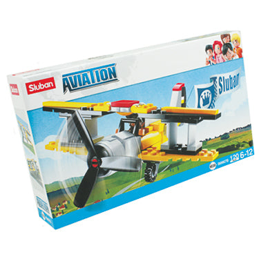Toy airplane set in packaging on a white background