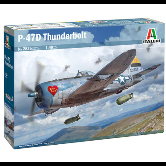 Model airplane kit of P-47D Thunderbolt on Italeri packaging