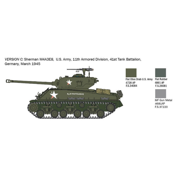 Italeri M4A3E8 Sherman Tank 1:56 Scale